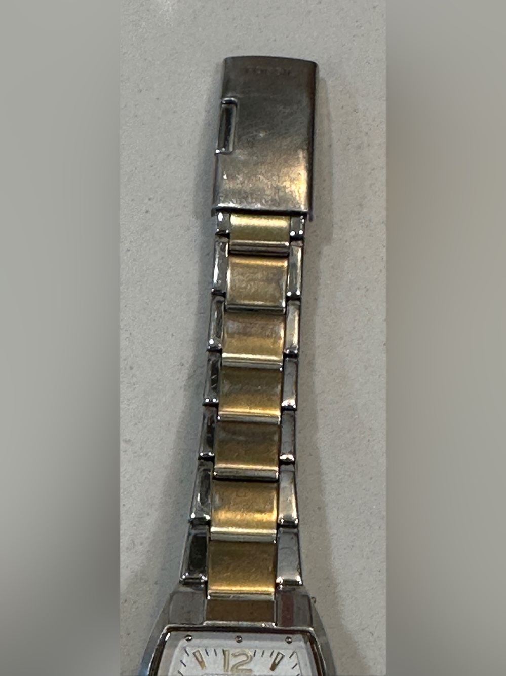 Two Tone Silver Gold Tonneau Date Watch Classic Stainless Steel Minimalist - Picture 4 of 9